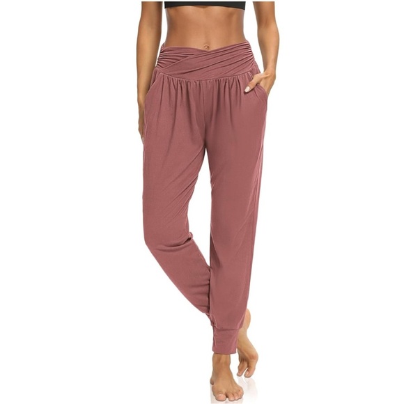 Dibaolong Mauve Pink High Waist Jogger Lounge Pants - Picture 1 of 5